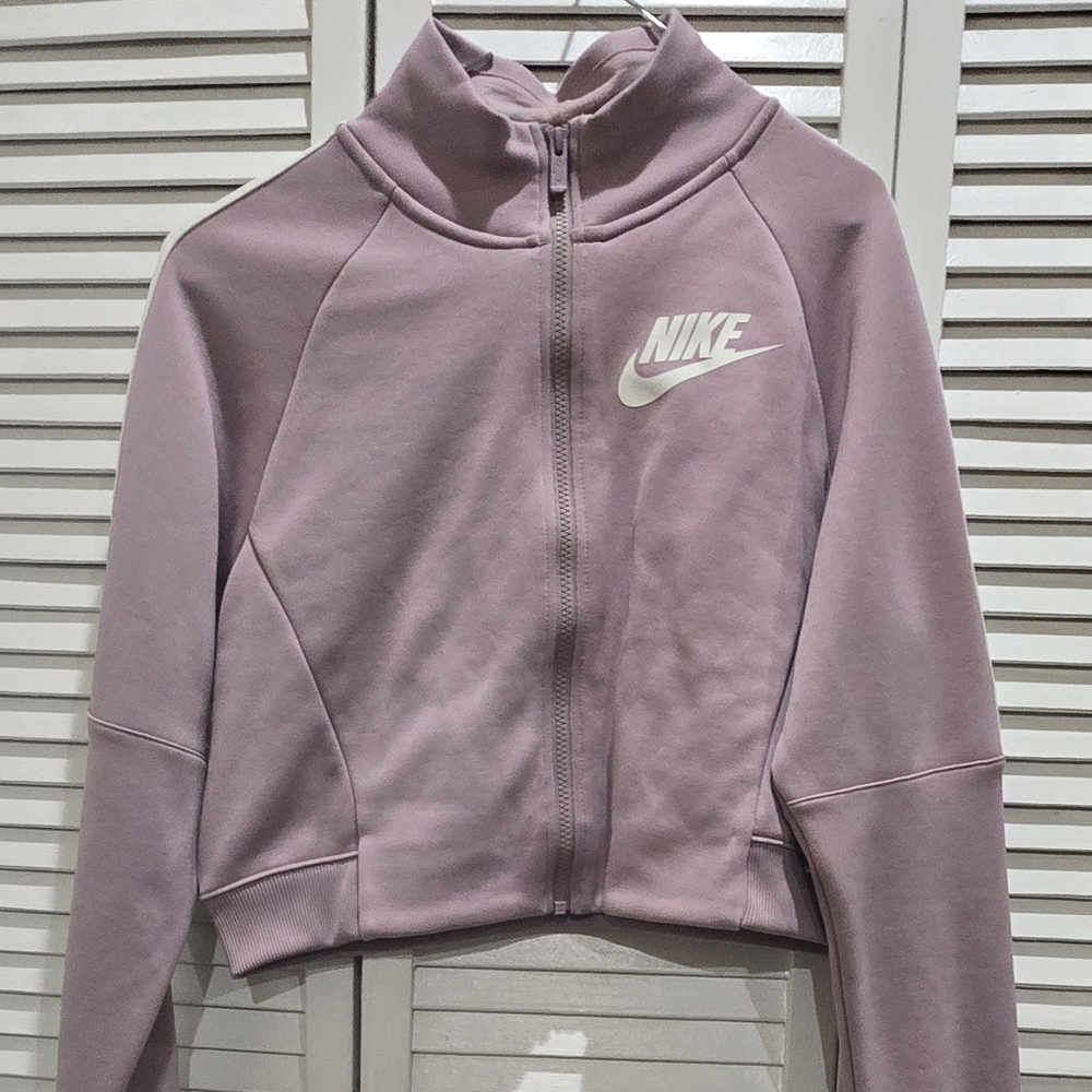 Nike Mauve Zip-Up Sweater White Strip On Sleeves Size M